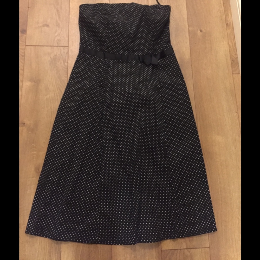polka dot strapless midi dress 50s fifties prom
